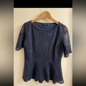 Apt. 9 Women Blue Pullover Casual Professional Blouse Top Size Petite Medium